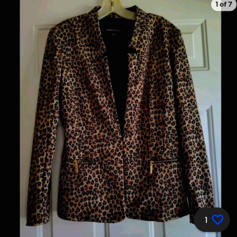 Women's Dana Buchman Leopard Print Blazer Size Small Bust 36"
